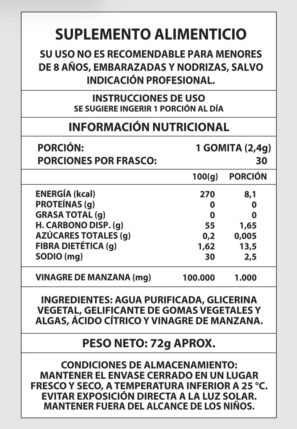 GOMITAS VINAGRE DE MANZANA 1000MG